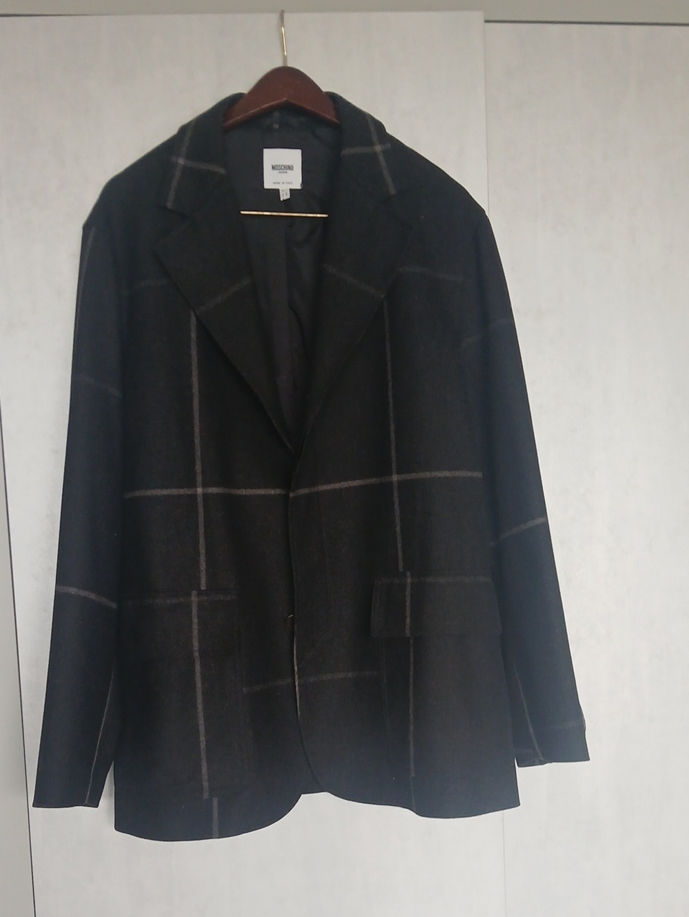 Moschino Black Windowpane Blazer Jacket